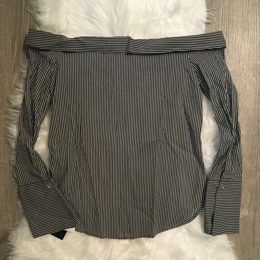 by & by striped off shoulder blouse - Picture 2 of 6